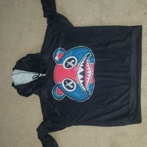 BAWS L pink & blue yayo black hoodie steel grey